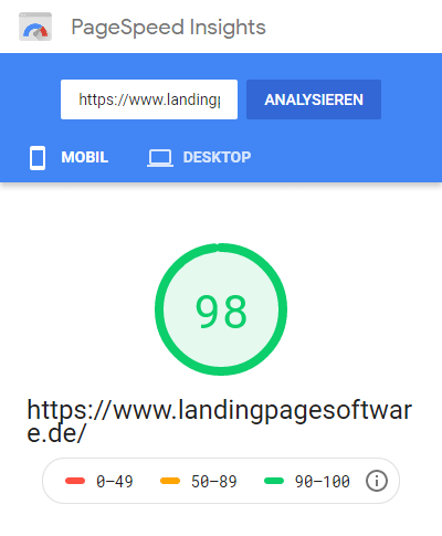 Pagespeed mobil (Landingpage)