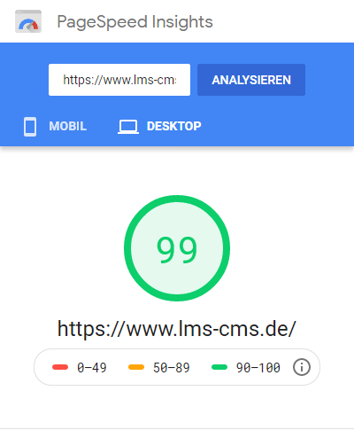 Pagespeed Desktop<br>(Startseite, Webseite)
