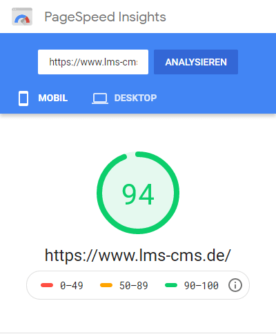 Pagespeed mobil (Startseite, Webseite)