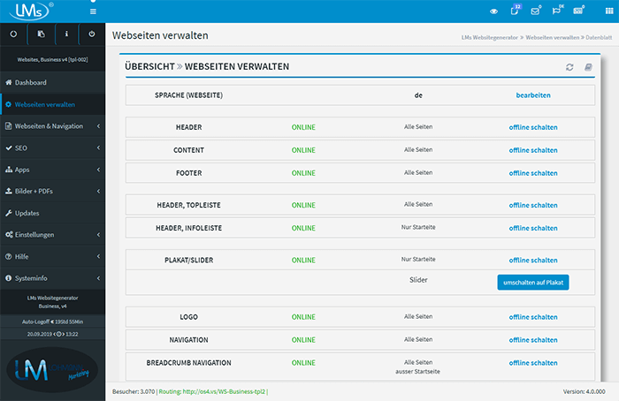 Bereiche per Klick ein-/ausschalten