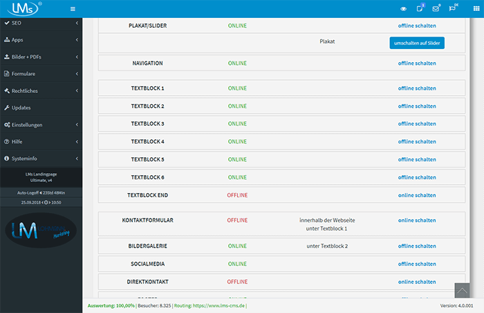 Bereiche per Klick ein-/ausschalten